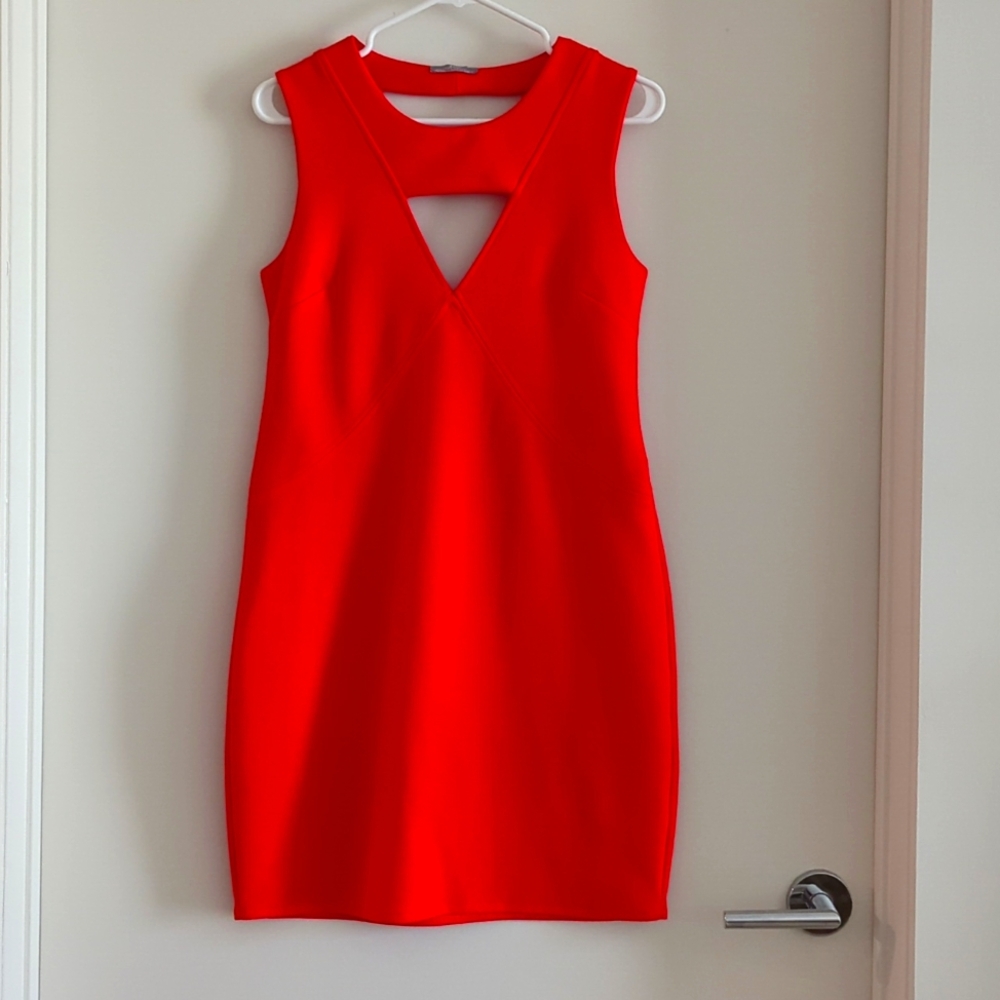 Zara orange cut-out dress